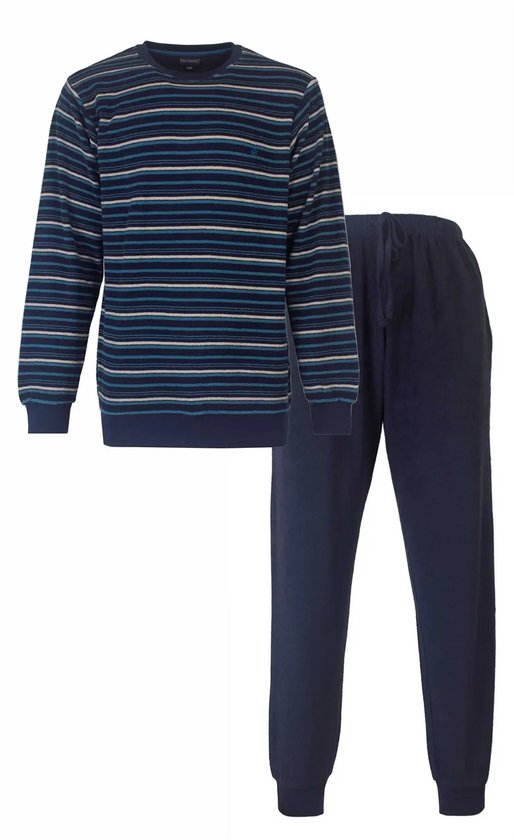 Badstof pyjama heren - Winter Blue - Warme winter pyjama - M - Blauw