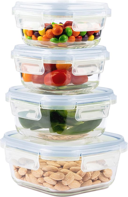 Vierkante Glazen Meal Prep Containers - Ruimtebesparende Voedselopslag