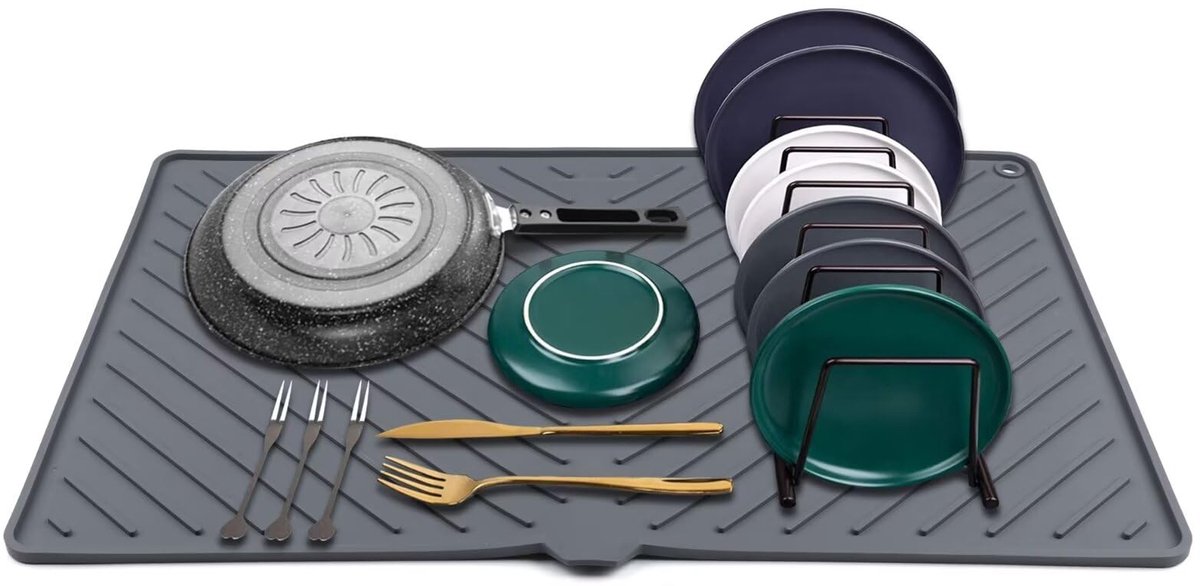 Unyqoos® Extra Grote Siliconen Afdruipmat voor Keuken met Hittebestendige Eigenschappen, Sneldrogend en Veelzijdig Gebruik
