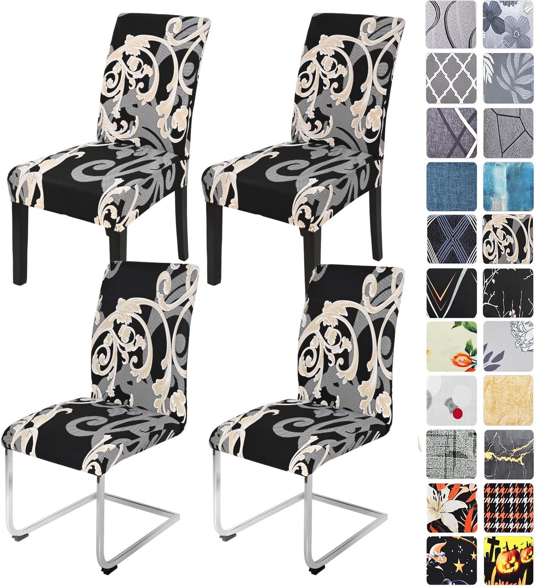 Ibenzoa Elastische Stoelhoezen Set voor Eetkamerstoelen - Bescherming en Vernieuwing voor Thuis en Evenementen Koninklijke stijl