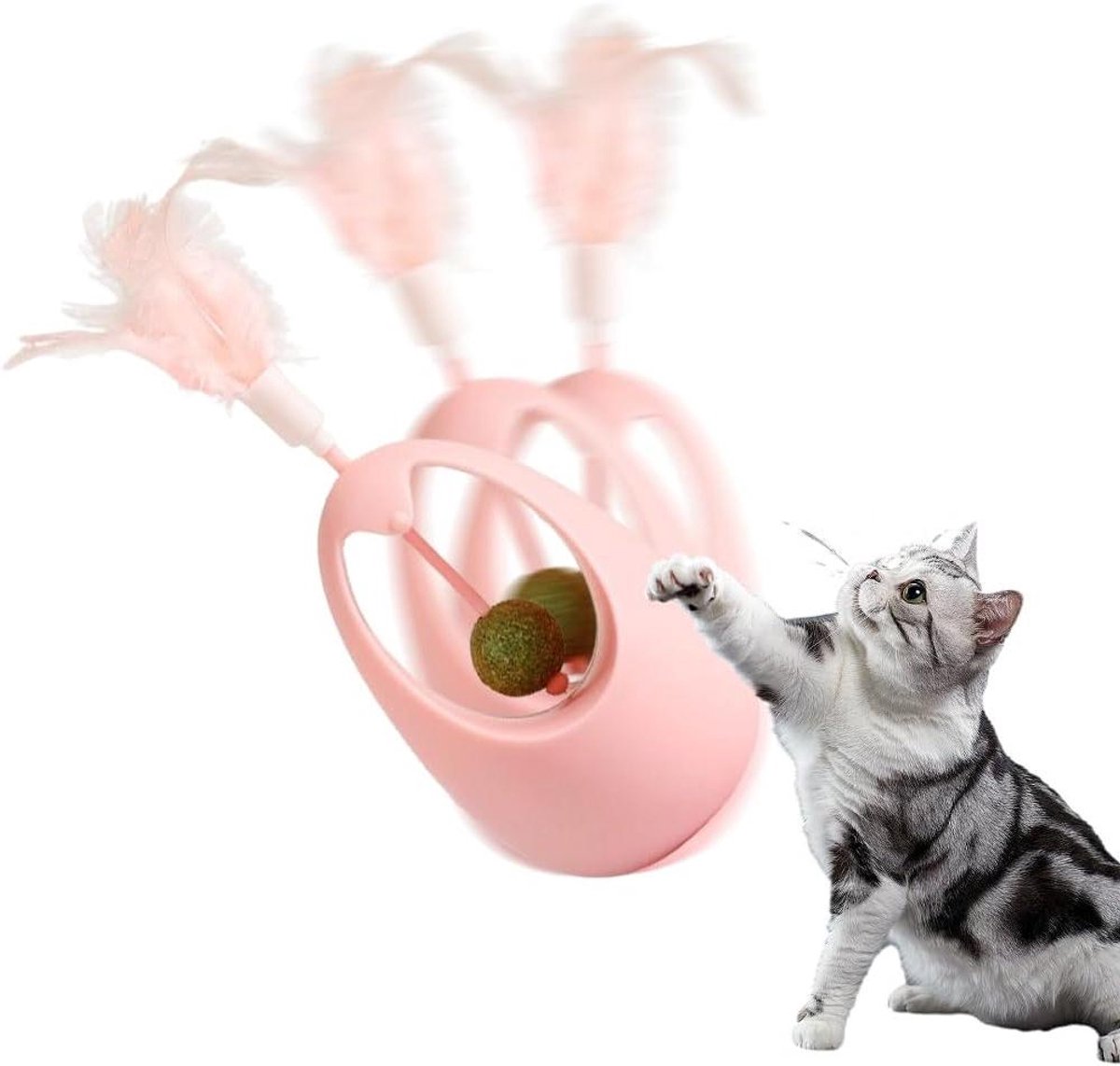 Interactief Kattenspeelgoed - 360° Tumbler Bijtstang 3-in-1 Kattenstaaf (Roze)