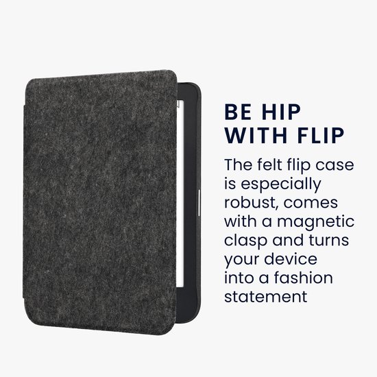 kwmobile hoes geschikt voor Kobo Clara 2E - e-reader beschermhoes van vilt - donkergrijs van kwmobile — afbeelding 5