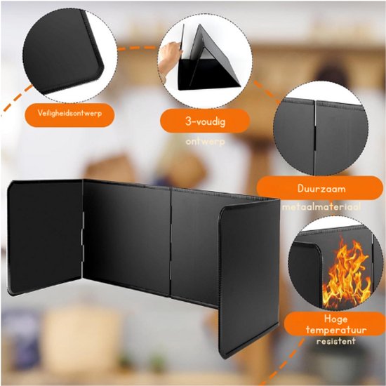 Protection Anti-Éclaboussures D'Huile Pliable En Aluminium - Écran De Cuisine 32,5 X 84 Cm