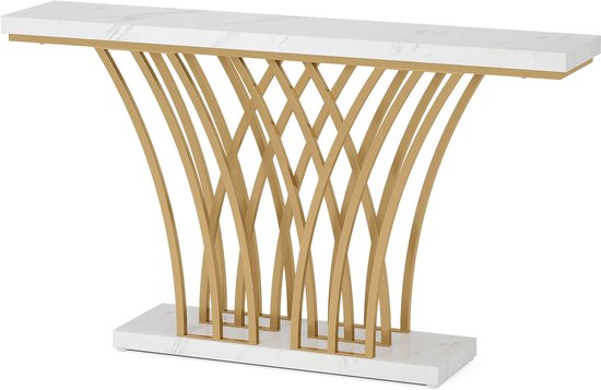 Consoletafel, 108 cm smalle houten salontafel achter de bank met