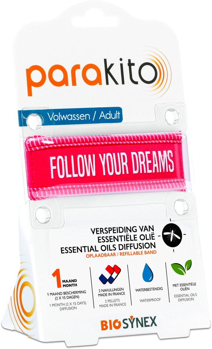 Goedkoopste Parakito Oplaadbare Anti-Muggen Armband - Volwassen Dreams - Plant-Based Bescherming - Navulbaar - Innovatief