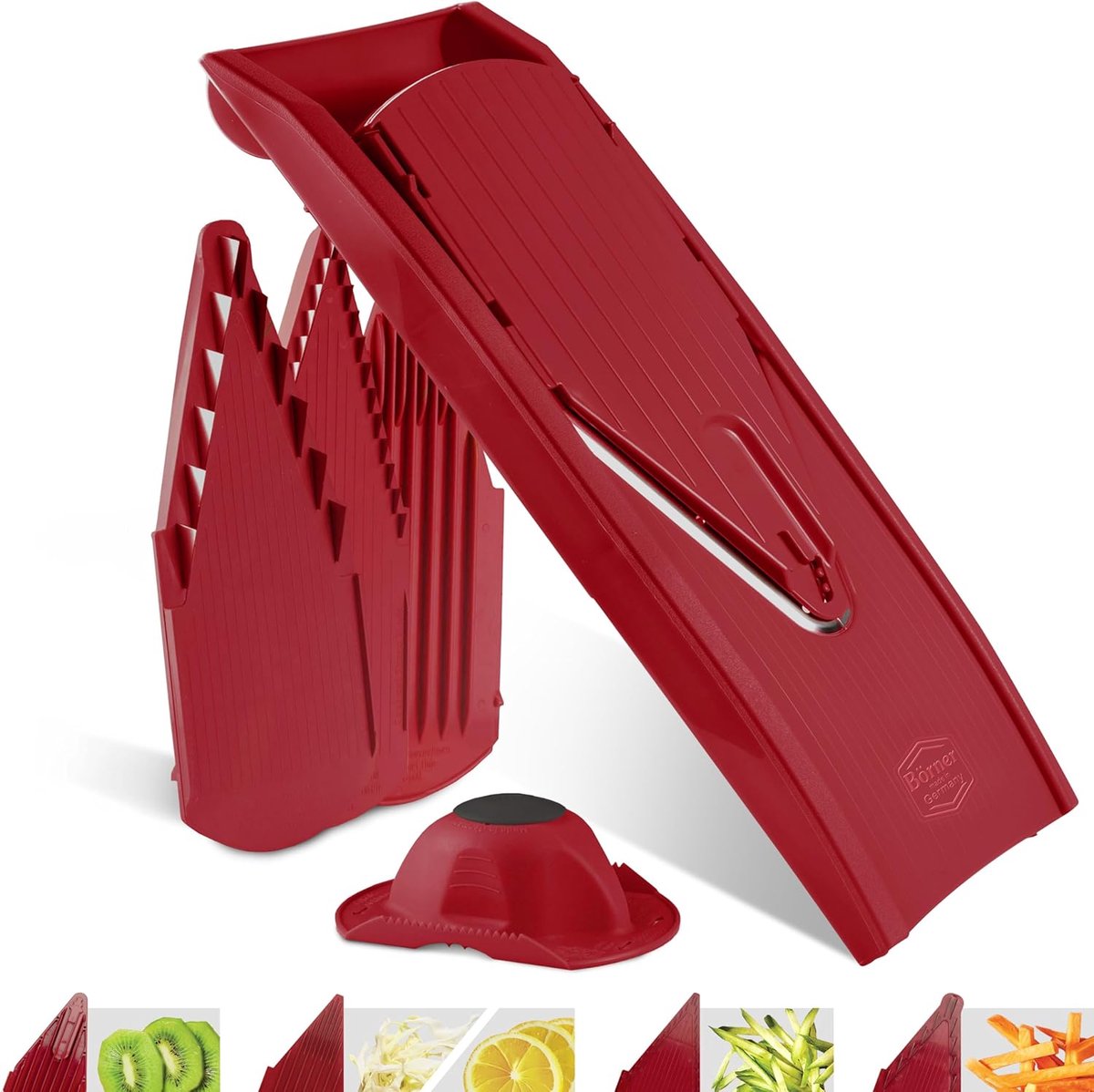 Starter mandoline slicer - Groente snijden schijfjes blokjes - 5-delige set rood mandoline