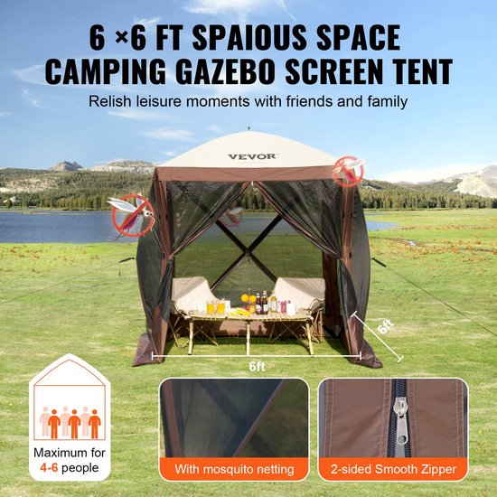 Tuintent - Paviljoen Partytent - Pop-up Tent - Opvouwbare - Hoofdmateriaal 300D Oxford-Stof + Glasvezel - 4 Personen - met Draagtas - 1,83x1,83x2,1m — afbeelding 4
