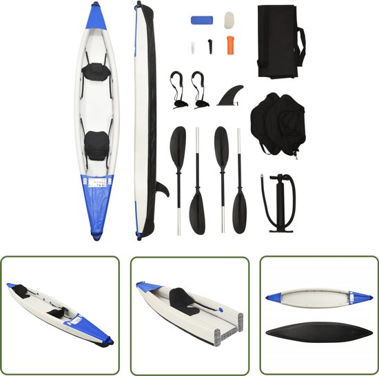 The Living Store Kajak opblaasbaar 424x81x31 cm polyester blauw - Opblaasbare Kajak - Kano - Watersport - Kayak - Outdoor