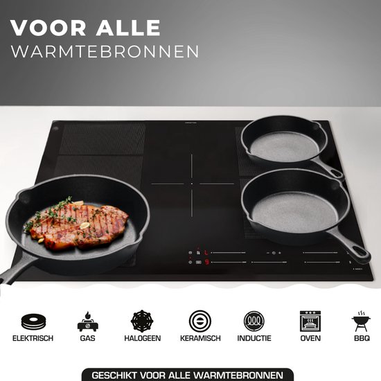Anti-aanbaklaag - 3 Delig - Gietijzer - Keramisch - Zwart