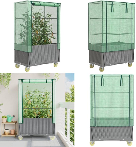 Plantenbak Ronde verplaatsbare plantenbak met gemakkelijk bewegende zwenkwielen, rollende plantenstandaard met wielen, trolley-lade pallet buiten binnen boom bloemenstan