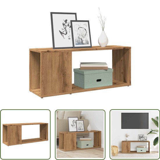 Meuble TV vidaXL 80 x 24 x 32 cm, bois massif, couleur chêne. Meuble TV, table basse, meuble de rangement.