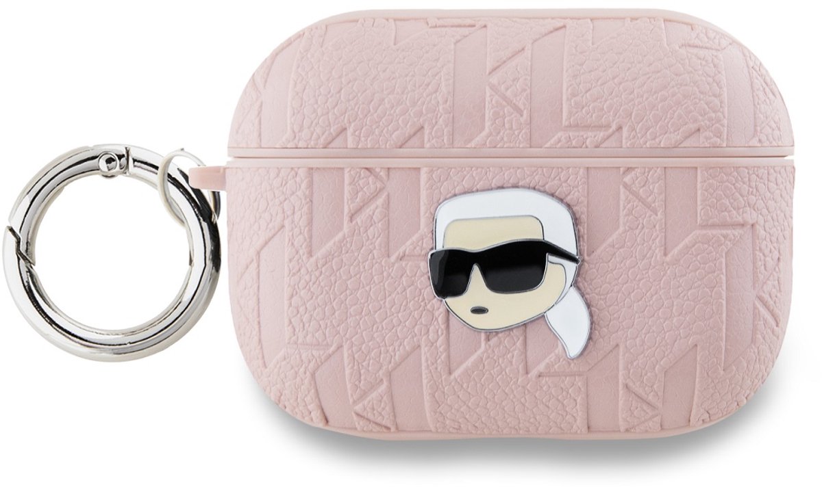 Karl - Lagerfeld - Monogram Karl Head case voor AirPods Pro - 2 - roze
