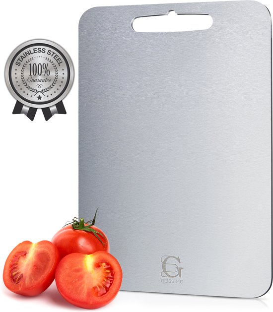 Foto: Glissimo cookware rvs snijplank duurzaam hygi nisch antibacterieel vaatwasserbestendig krasvast slipvast antislip bpa vrij ideaal voor vlees groente fruit