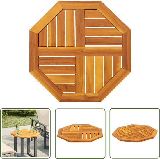 vidaXL Tafelblad achthoekig 50x50x2 cm massief acaciahout - Houten Tafelblad - Acacia Hout - Tafelblad Vervangen - Buitentafel - Terrastisch