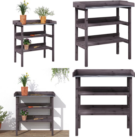 vidaXL Plantentafel met schappen 78x38x82,5 cm vurenhout bruin