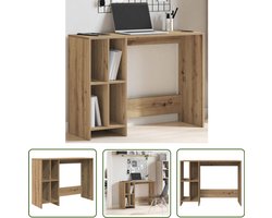 The Living Store Bureau 102,5x35x75 cm bewerkt hout artisanaal eikenkleur - Bureau - Houten Bureau - Eiken Kleur Bureau - Kantoormeubilair - Werkblad
