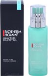 BIOTHERM HOMME Aquapower Comfort Gel flesje naast zijn zwarte doos