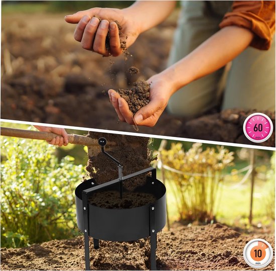 NAIZY Zeef Handmatige Tuinzeef Grond Ø 40cm Efficiënte doorvoerzeefmachine van hoogwaardig staal Compostzeef met roterende spindel Grondzeef voor tuin Rolzeef Zandzeef, voor stenen Compost Zand etc. van Merkloos	 — afbeelding 5