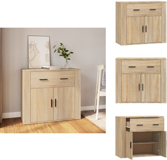 vidaXL Buffet Chêne Sonoma - 80 x 33 x 70 cm - Bois d'ingénierie - Armoire de cuisine