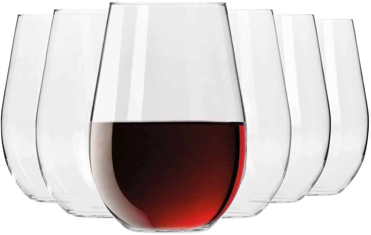 KROSNO | Zoonder Rode Wijnglazen | Set van 6 - 580 ml | Loodvrij kristalglas | Harmony Collectie | Kan ook worden gebruikt als Watersapglas | Perfect voor Thuis, Restaurants en Feesten | Vaatwasser Bestendig