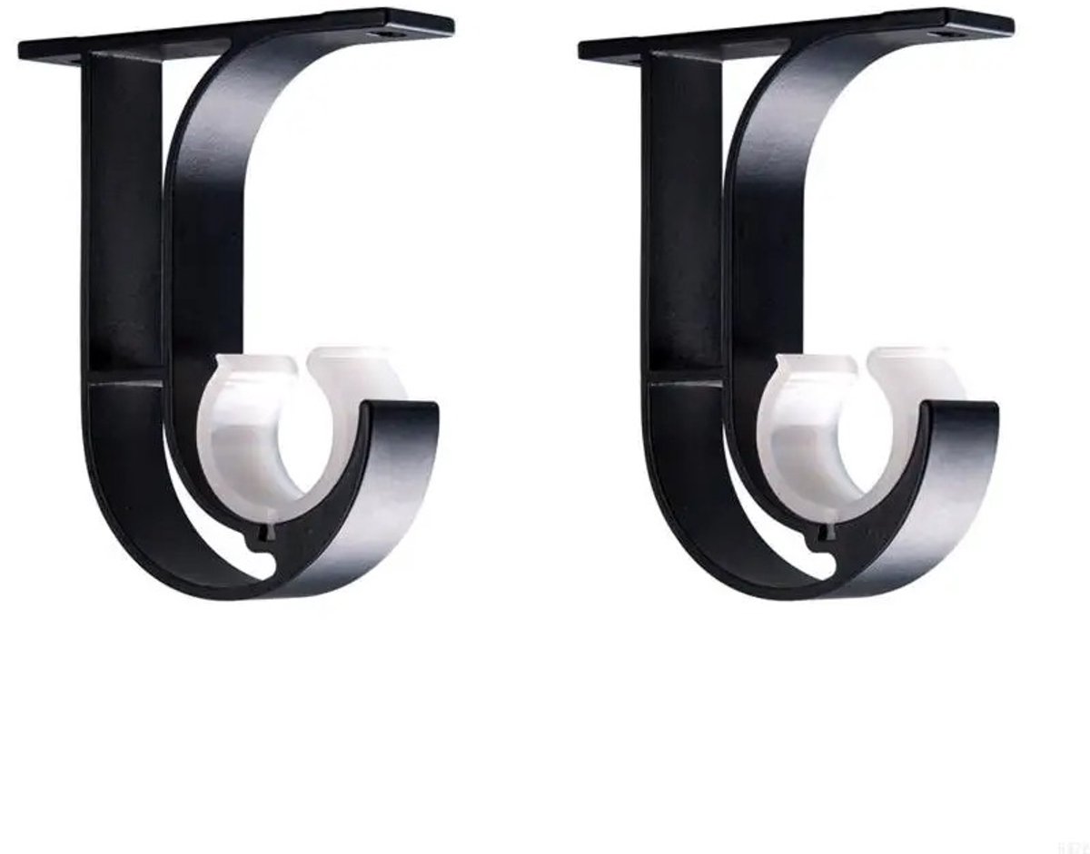 WiseGoods Premium Gordijnroedehouder - Heavy Duty Gordijnstang Beugels 2 Stuks - Haken - Gordijnrails / Gordijnroede Houder Zwart