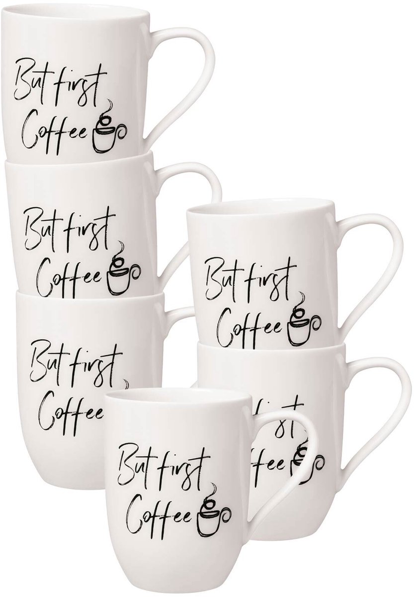 Becher mit Henkel 'But first Coffee' Statement 290 ml Set van 6