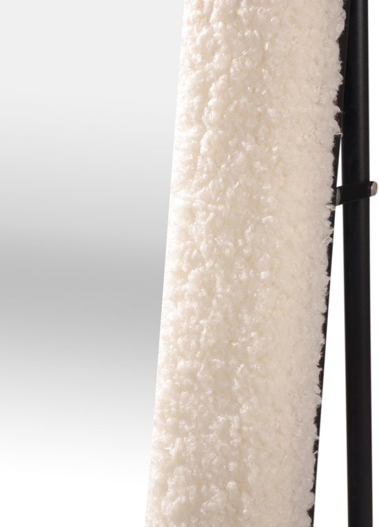 Miroir Sur Pied Rembourré Ovale 160x60cm - Velours Suédé Blanc - Pleine Longueur Élégant