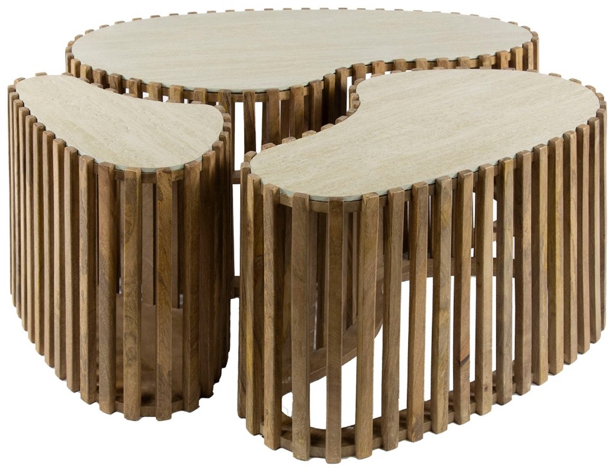 AnLi Style Salontafel set/3 niervorm Nuovo travertin