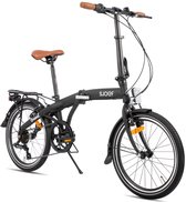 SJOEF Travel Vouwfiets 20 inch | 6 Shimano Versnellingen |Compact & Lichtgewicht | Mat Zwart