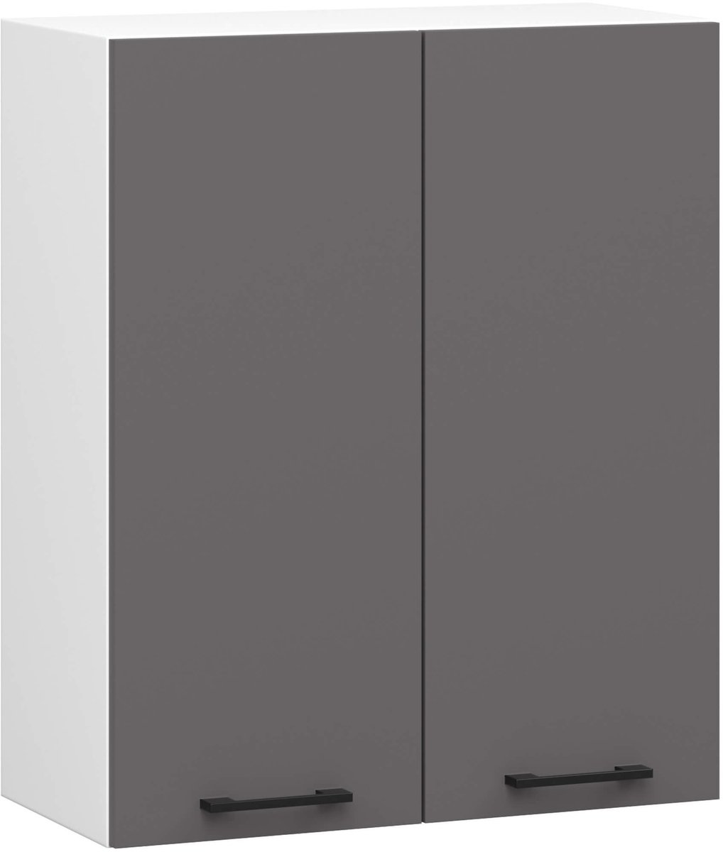 Akord Keukenkast modulaire OLIWIA W60 H720 met 2 Deuren / Hangkast / Bovenkast / AKORD Furniture Factory / Wit - Grafietgrijs / 60 x 72 x 30 cm
