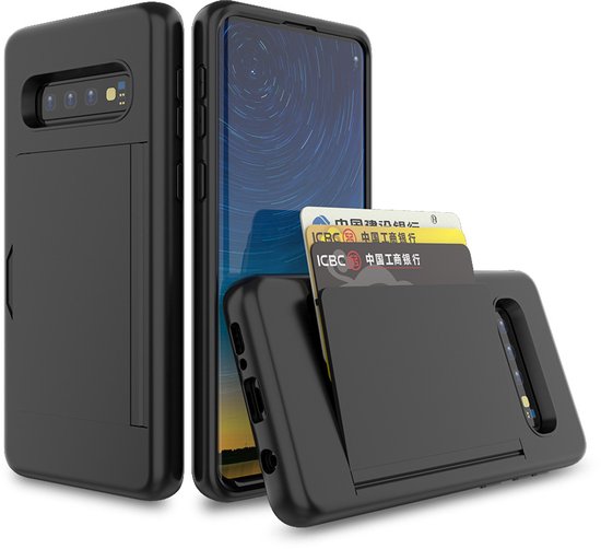 Étui de téléphone Smartphonica adapté au Samsung Galaxy S10E en TPU solide avec porte-cartes - Étui en TPU solide avec fente pour carte - Zwart adapté au Samsung Galaxy S10E