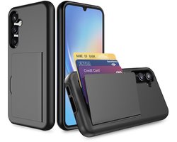 Smartphonica Telefoonhoesje Geschikt voor Samsung Galaxy A34 sterk TPU met pasjeshouder - TPU strong case with card slot - Zwart geschikt voor Samsung Galaxy A34 5G
