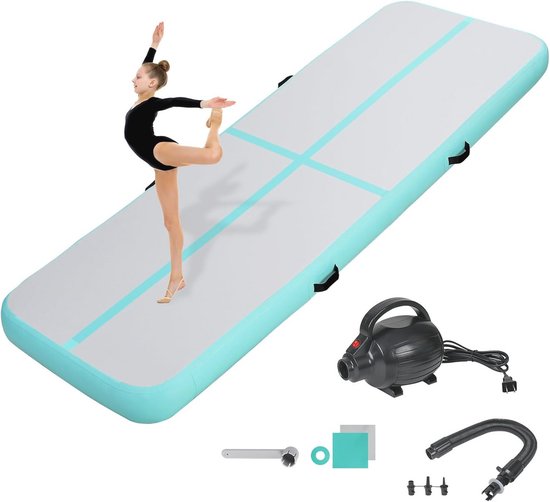 Airtrack – gymnastiekmat – 4 meter – 400×100 cm – turnmat – met pomp