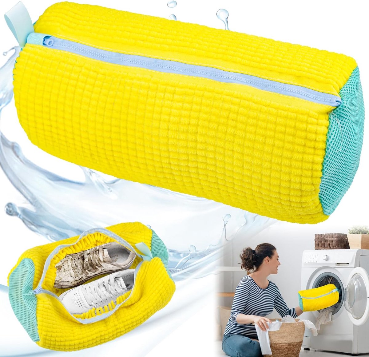 2 stuks waszakken voor schoenen en sneakers, 39 x 19 cm, herbruikbare waszak met ritssluiting, multifunctionele bescherming voor wasmachine (wit 2 stuks waszakken voor schoenen en sneakers, 39 x 19 cm, herbruikbare waszak met ritssluiting, multifunctionele bescherming voor wasmachine (wit