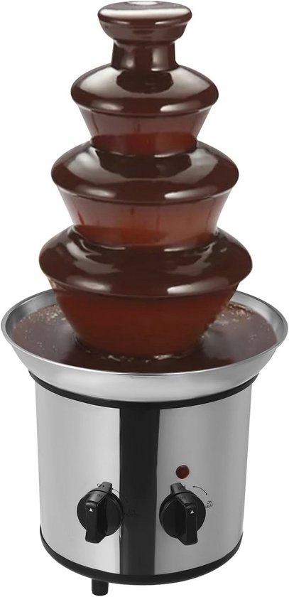 Chocoladefontein, 170 W, roestvrij staal, 1,8 l, 4-laagse chocoladefontein, 40 °C verwarmingstemperatuur, hete en vloeibare chocolade voor brunch, feesten, Kerstmis, oudejaarsavond