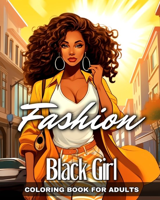 Black Girl Fashion Coloring Book for Adults - cover