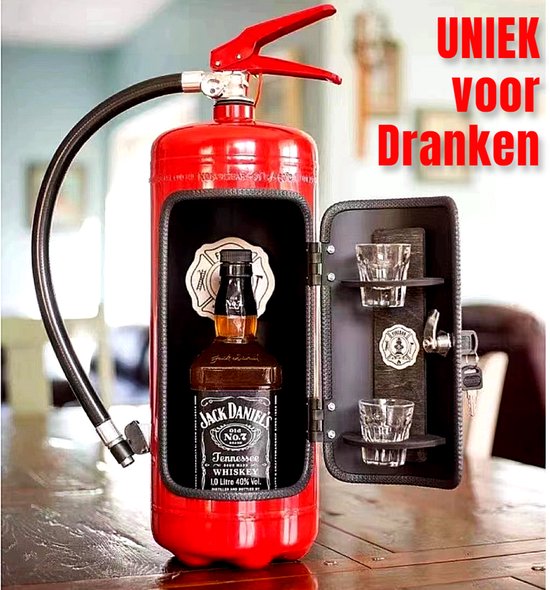 Coffret de rangement pour boissons au Design unique d'extincteur rouge, idéal pour le bar, idéal pour les bouteilles de boissons - Set cadeau