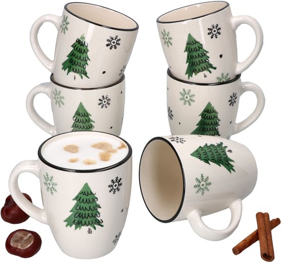 Set de 6 tasses à café sapin de Noël - 23105724