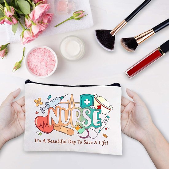 TotePrint Set van 2 transparante make-uptassen met tas met fruitprint ritssluiting 24 x 18 x 6 cm (de kers