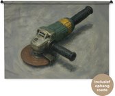 Wandkleed 120x90 cm - Wanddoek Haakse slijper - Schilderij - Gereedschap - Wandtapijt - Wandkleden