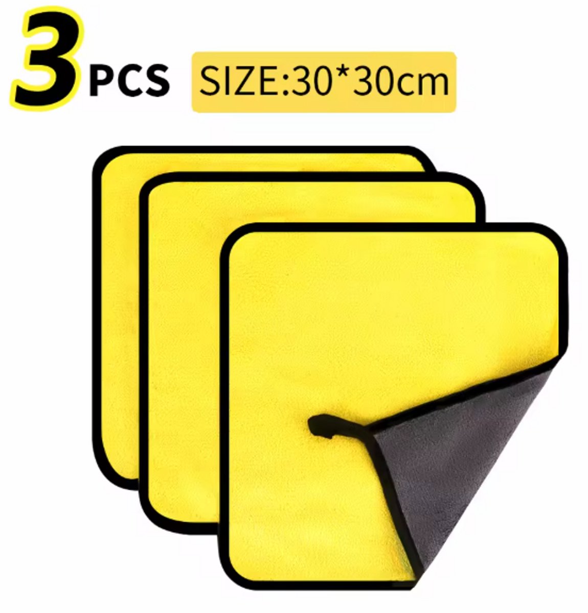 TLVX 3 stuks Hoge Kwaliteit Zachte Microvezeldoek 30cm x 30cm – Auto Droogdoek – Stof Poetsdoek –Hoog Absorberend – Microveber – Schoonmaak – Car Detailling – Vocht Water Opname doek – Stofvrij – Streeploos - Herbruikbaar – Wasbaar – Snel Drogend