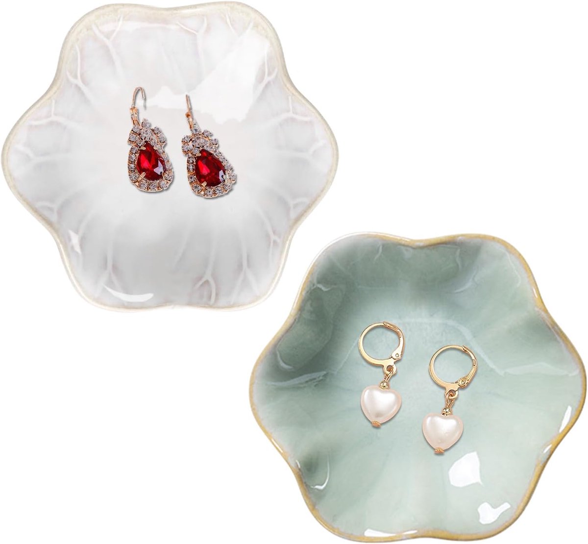 Keramische Sieraden Schaal - Sieraden Houder en Trinket Lade voor Tafel en Nachtkastje - 2 Stuks