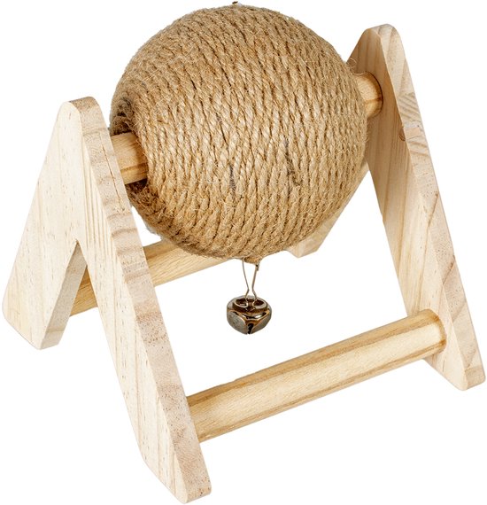 Boule à gratter en sisal pour lapins et rongeurs 17x17x16cm Couleur bois