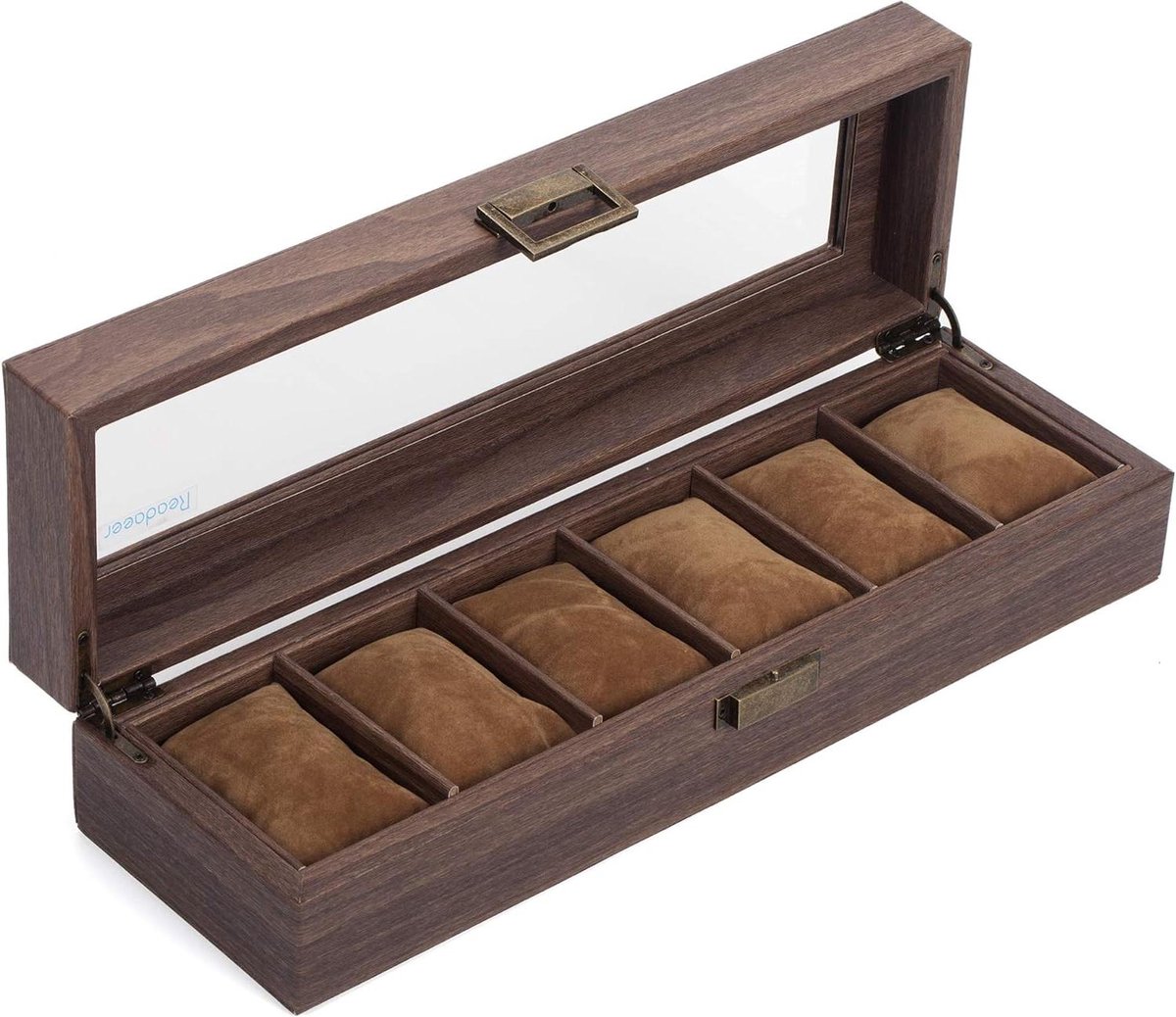 Horloge opbergbox van imitatieleer met houtpatroon