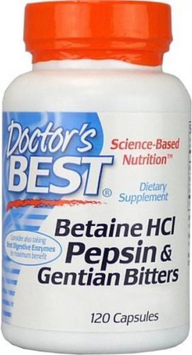 Doctors Best Betaine HCl Pepsin & Gentian Bitters - 120 capsules