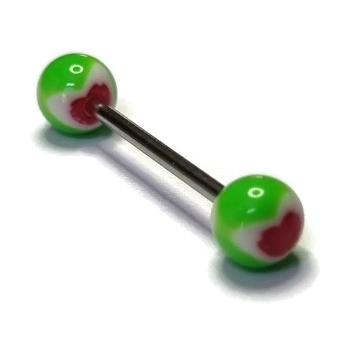 Aramat Jewels | Tongpiercings | Groen Acryl Hart Stalen Tongpiercing | | | |6mm | Staal | Volwassenen | Verkleurd niet