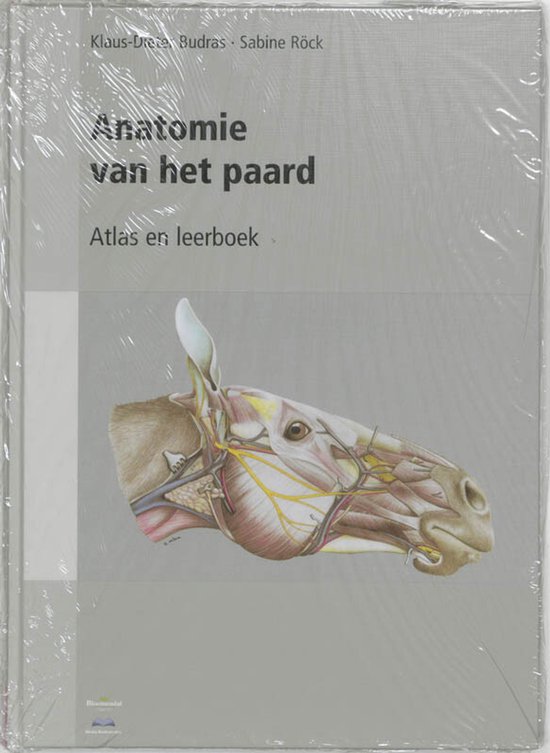 Boek: Anatomie van het paard. Atlas en leerboek. Met illustratie van de anatomie van de paardenkop.