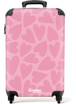 Bol.com NoBoringSuitcases.com® - Kinderkoffer meisje - Kindertrolley meisjes - Roze hartjes patroon - Handbagage koffer lichtgew... aanbieding