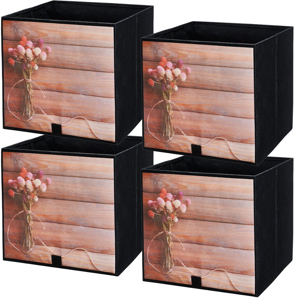 LAVITA® Opbergmand Textiel - 31x31x31 Boeket 4 Stuks - Opbergbox Kast Organizer Opbergdoos - Kastlade Verdeler Voor Kleding Ondergoed Badkamer Kledingkast - Vouwdoos Stoffen Doos Opbergdozen