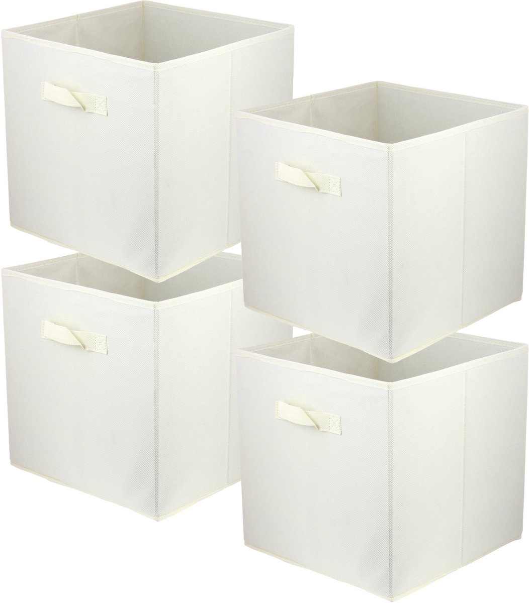 LAVITA® Opbergmand Textiel - 31x31x31 Wit 4 Stuks - Opbergbox Kast Organizer Opbergdoos - Kastlade Verdeler Voor Kleding Ondergoed Badkamer Kledingkast - Vouwdoos Stoffen Doos Opbergdozen